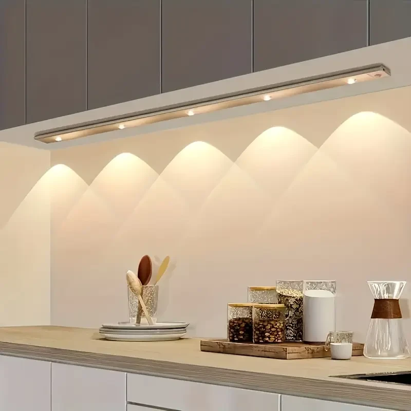 YIIXUYO LED Smart Sensor Light Strip, Ultra-Thin Cat Eye Hill Effect, 3 Color Temperatures, Dimmable, USB Rechargeable, for Closet, Cabinet, Kitchen, Wall Cabinet, Entryway, Stairs, Polished Finish, Home Use, Ceiling Mounted, 5V LED Light Source
