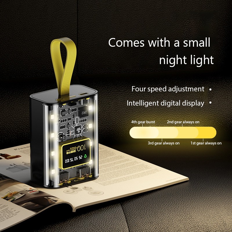 3*18650 Battery Charger Case - DIY Power Bank Box with Fast Charge, Double USB Output, and LED Night Light
