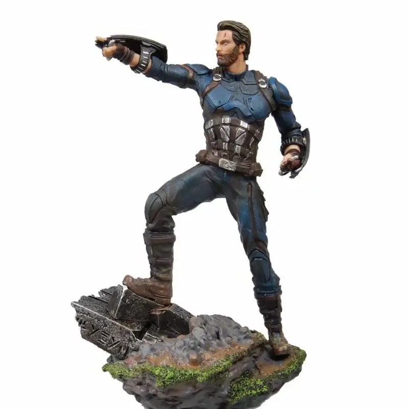 21cm Marvel Avengers Anime Captain America Steve Rogers Black Figurine