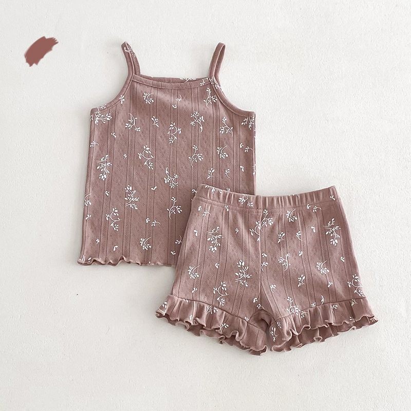 Girls' Camisole Shorts Two-piece Set Breathable Home Clothing