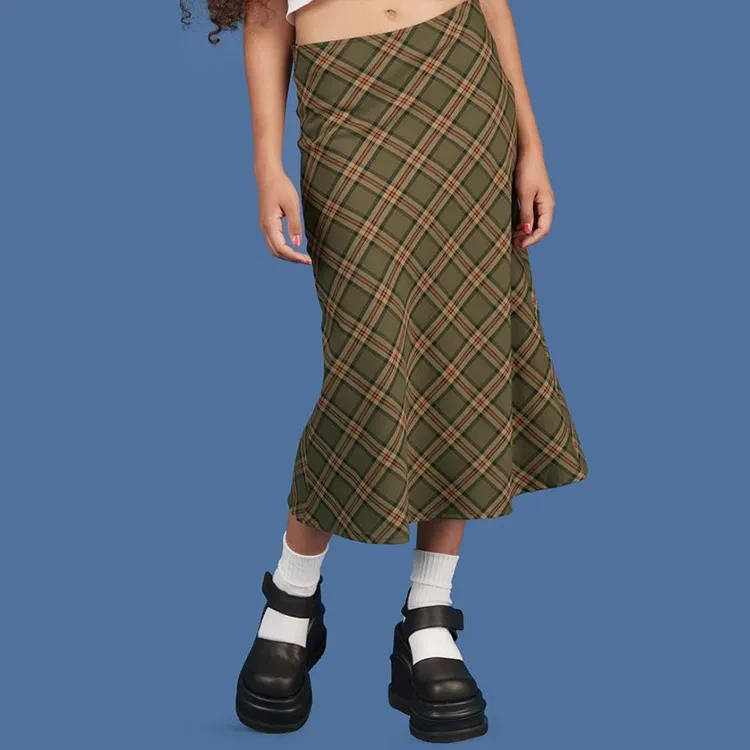 Curved hem midi skirt