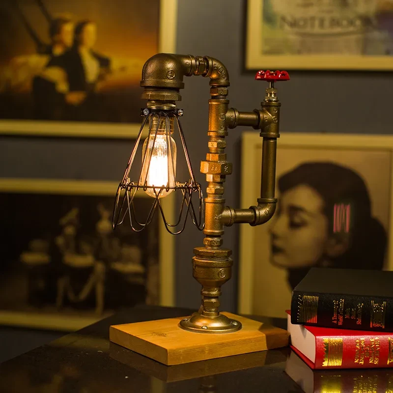 Loft Industrial Style Retro Table Lamp Edison Water Tube Table Lamp