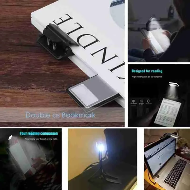 LED Kindle Light For E-book Kindle Lamp USB Rechargeable Flexible Clip Book Kindle Light Reading Portable Flashlight