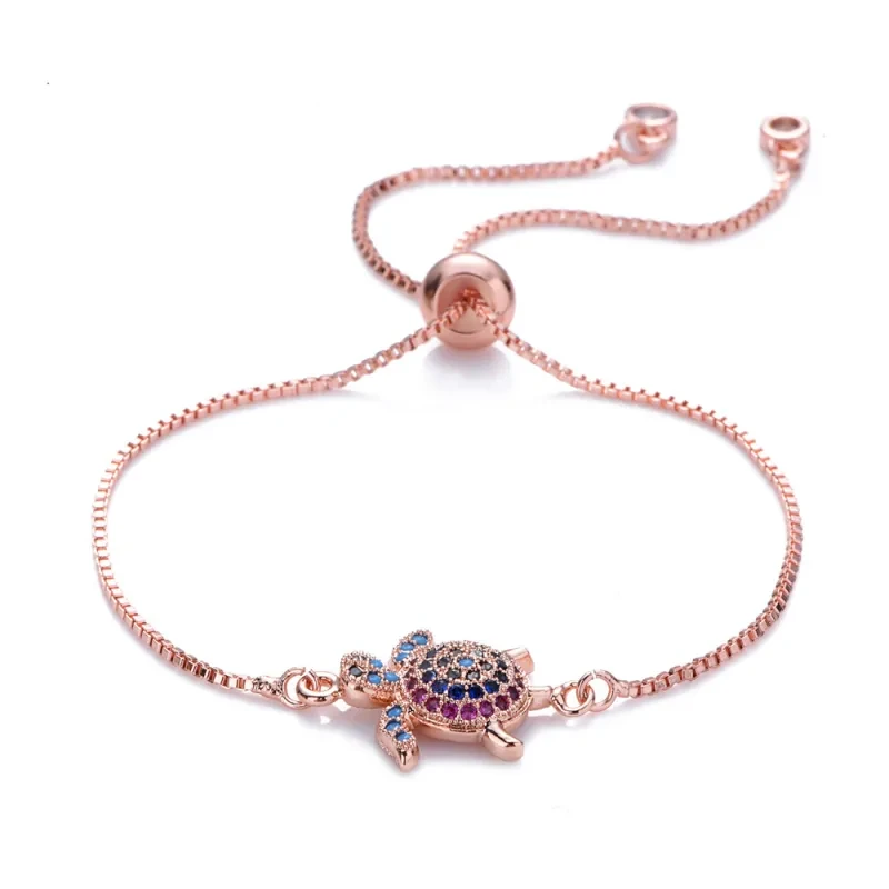 Turtles Bracelet Adjustable Shiny Rhinestones Sparkling Bracelet