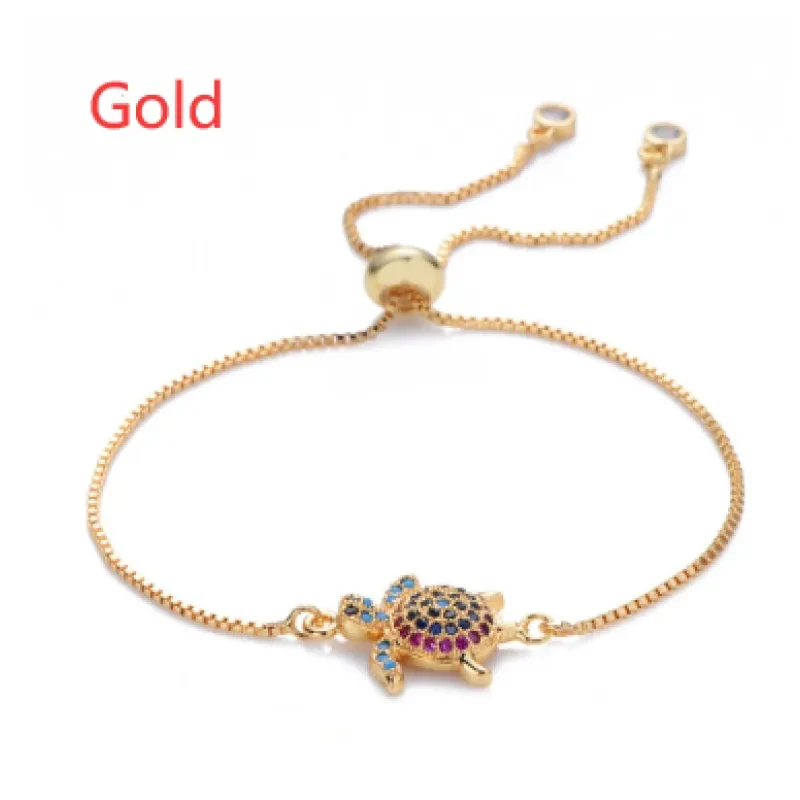 Turtles Bracelet Adjustable Shiny Rhinestones Sparkling Bracelet
