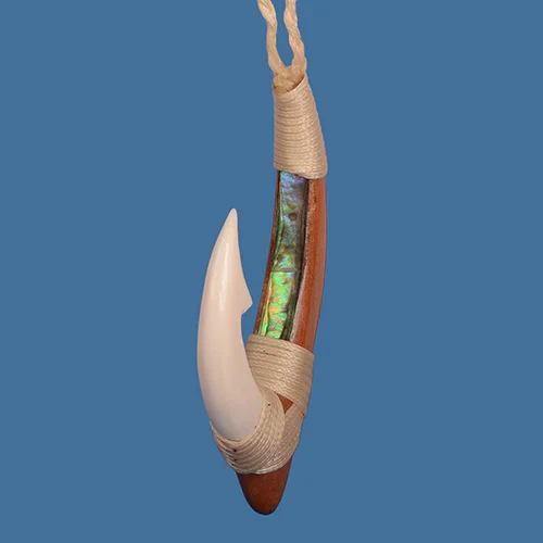 Bone Old Style Fish Hook Pendant