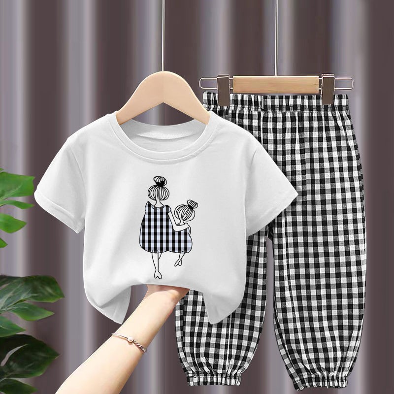 Children's Creative Printed Short Sleeve Pants Set