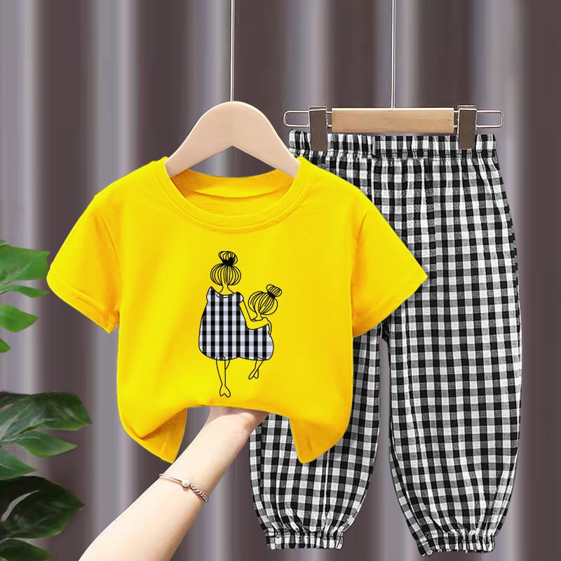 Children's Creative Printed Short Sleeve Pants Set