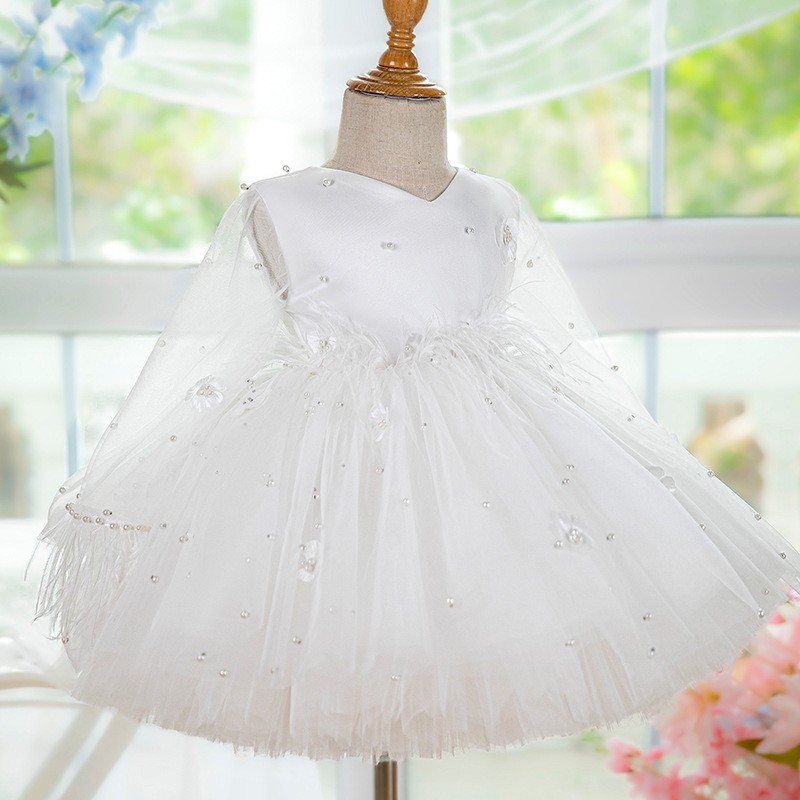 White Girl One Year Old Celebration Dress Tulle Tutu Skirt