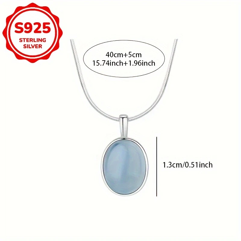 Hypoallergenic 925 Silver Aquamarine Moonstone Pendant Necklace for Women