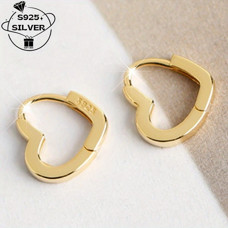 Elegant 925 Silver Heart-Shaped Earrings for Women - Perfect for Daily Wear & Parties, Ideal Valentine's Day Gift, Durable Everyday Earrings