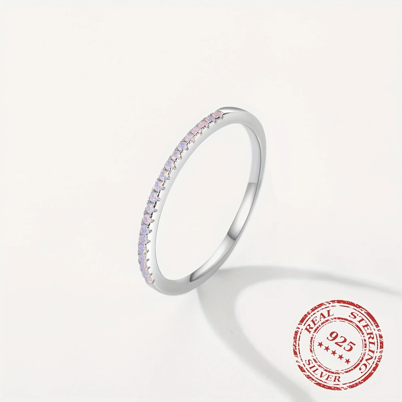 Elegant 925 Sterling Silver Ring with Pink Crystal Design, Rhodium Plated  Perfect Valentine's Day Gift for Women