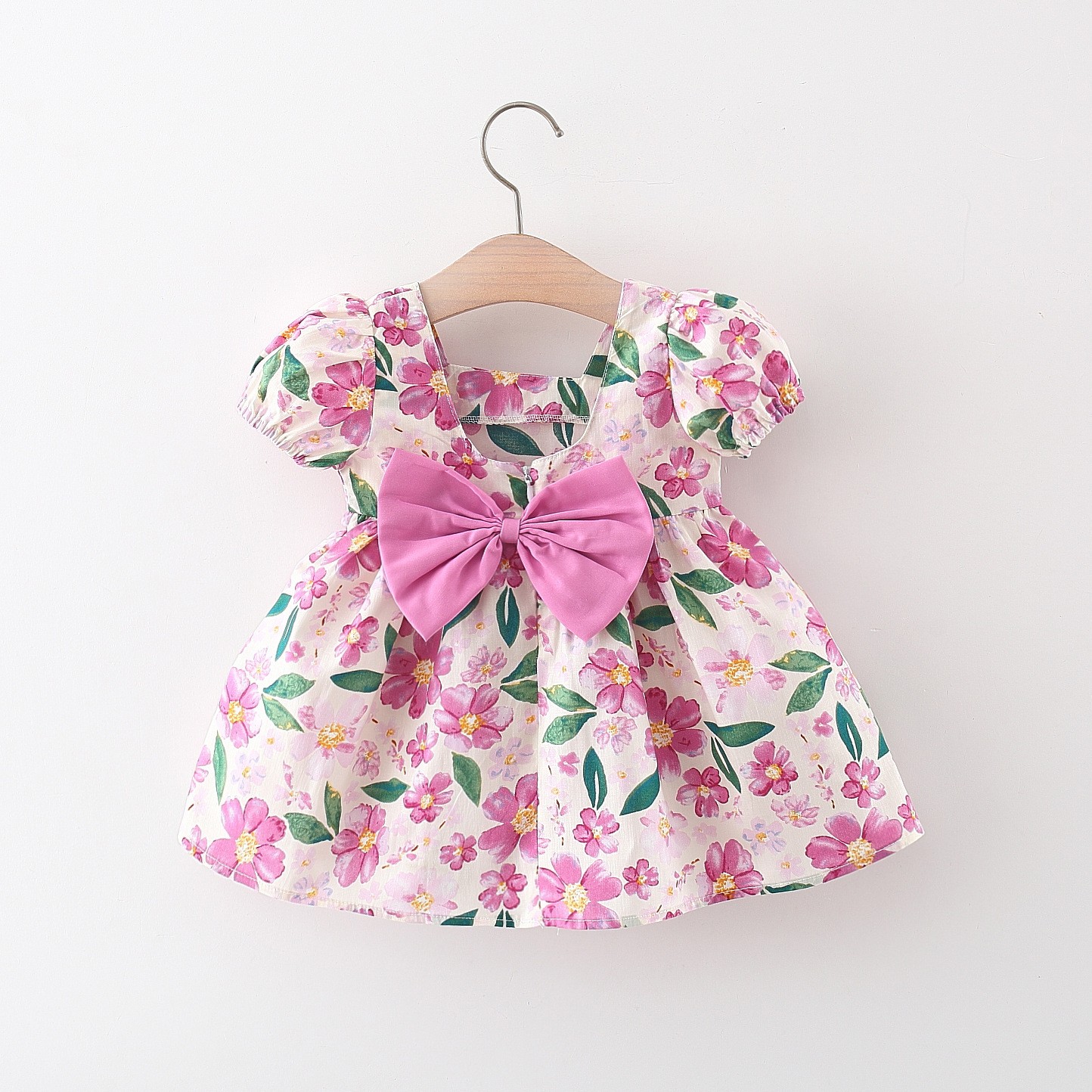Girl's Fashionable Flower Short Sleeve Dress