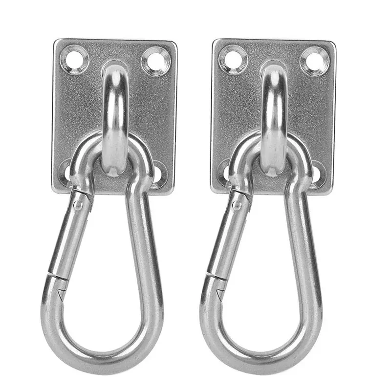 Stainless Steel Square Door Buckle Ceiling Pad Eye Plate Carabiner