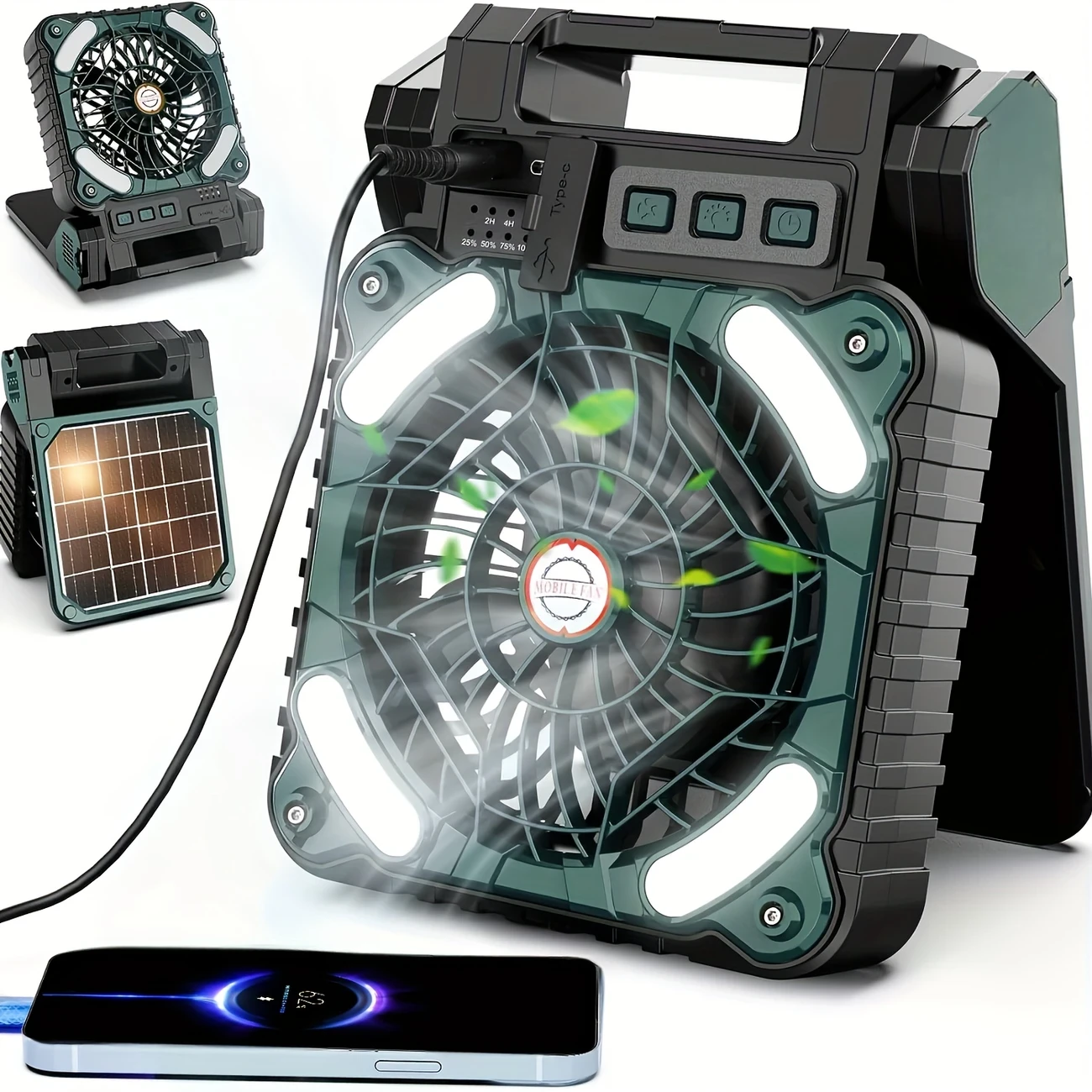 Portable Solar-Powered LED Fan