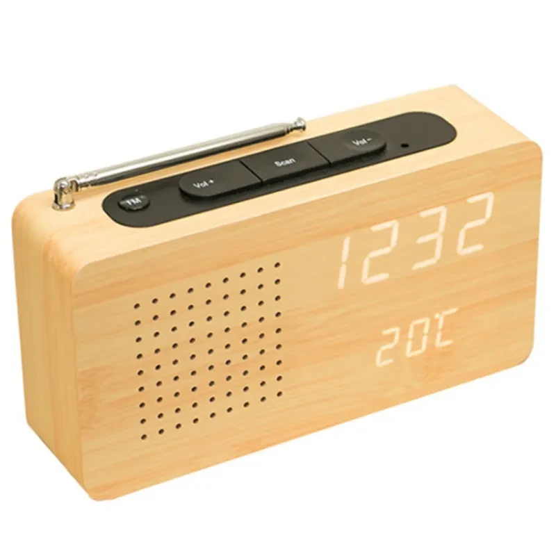 Led Digital Wood Clock Radio Alarm Clock