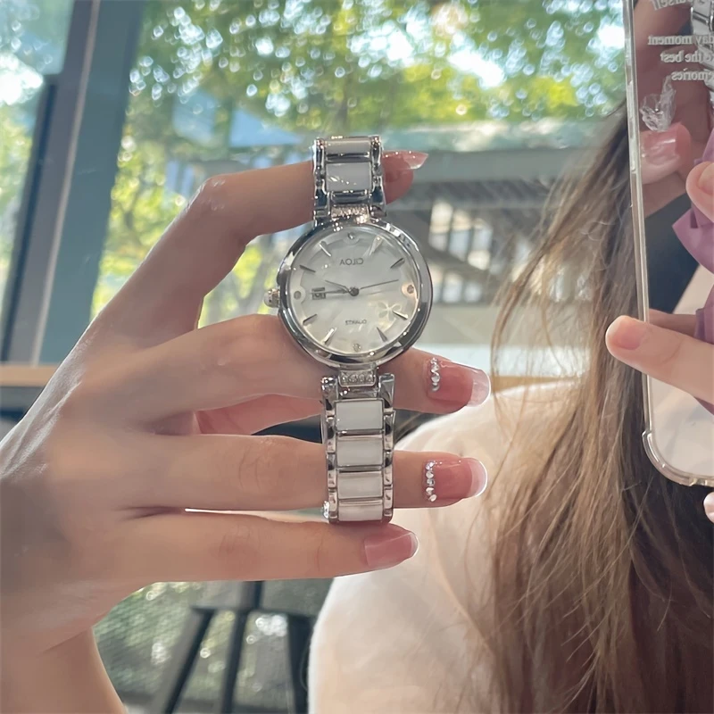 CILOA Elegant Women's Watch Ceramic Band, Stainless Steel Case, Quartz Movement, Fashionable and Luxurious Accessory