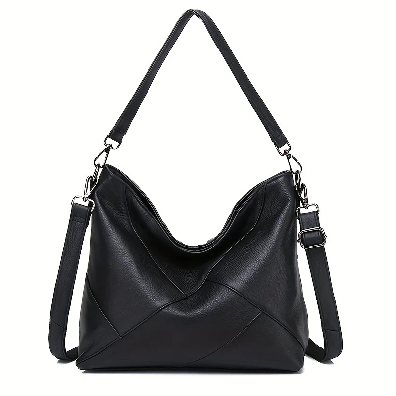 Genuine Leather Single Shoulder Women's Bag  Splicing Casual Versatile Crossbody Bag