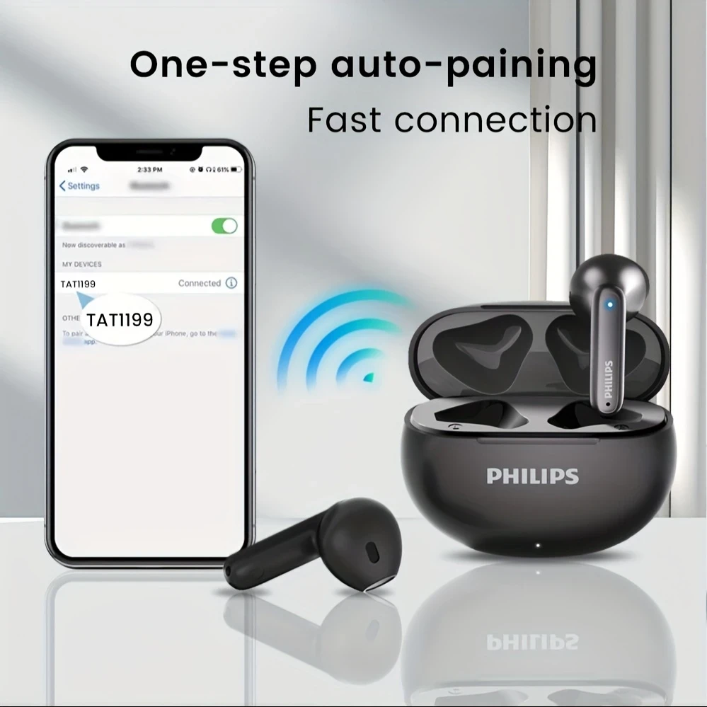 Philips Premium Wireless Earphones with Active Noise Cancellation  Earbuds with Condenser Microphone, Compatible with Smartphones for Sports, Exercise, Movies, TV Series, and Video Games