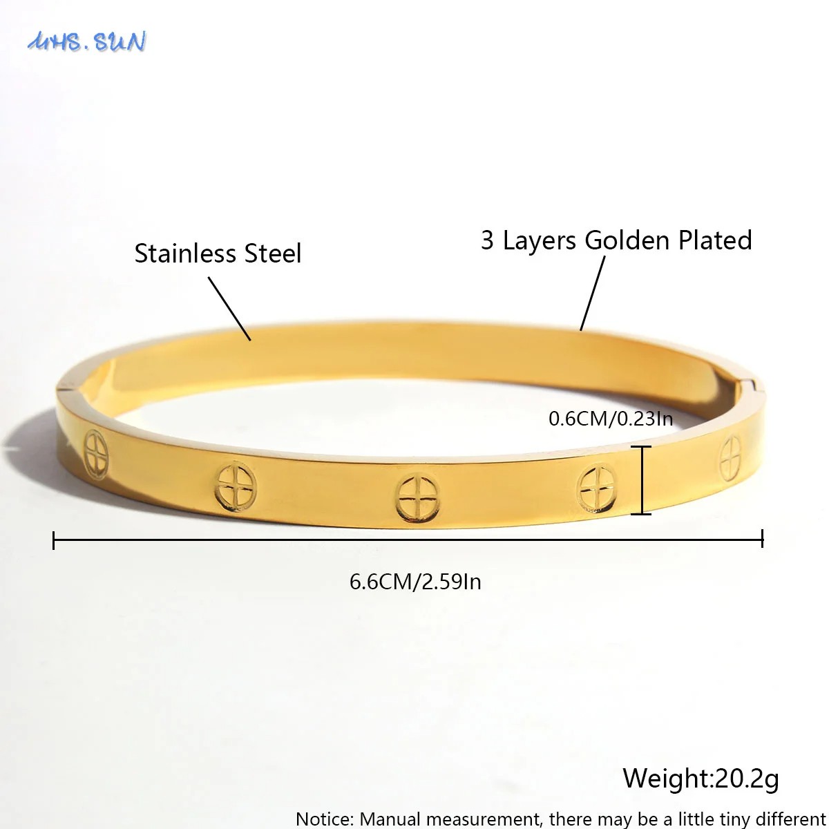 MHS.SUN Simple Cross Stainless Steel Bangle