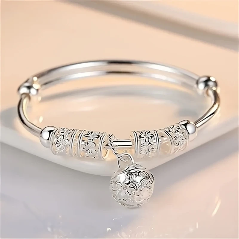 925 Sterling Silver Tribal Bell Bracelet Adjustable Unisex Design for Festivals and Parties