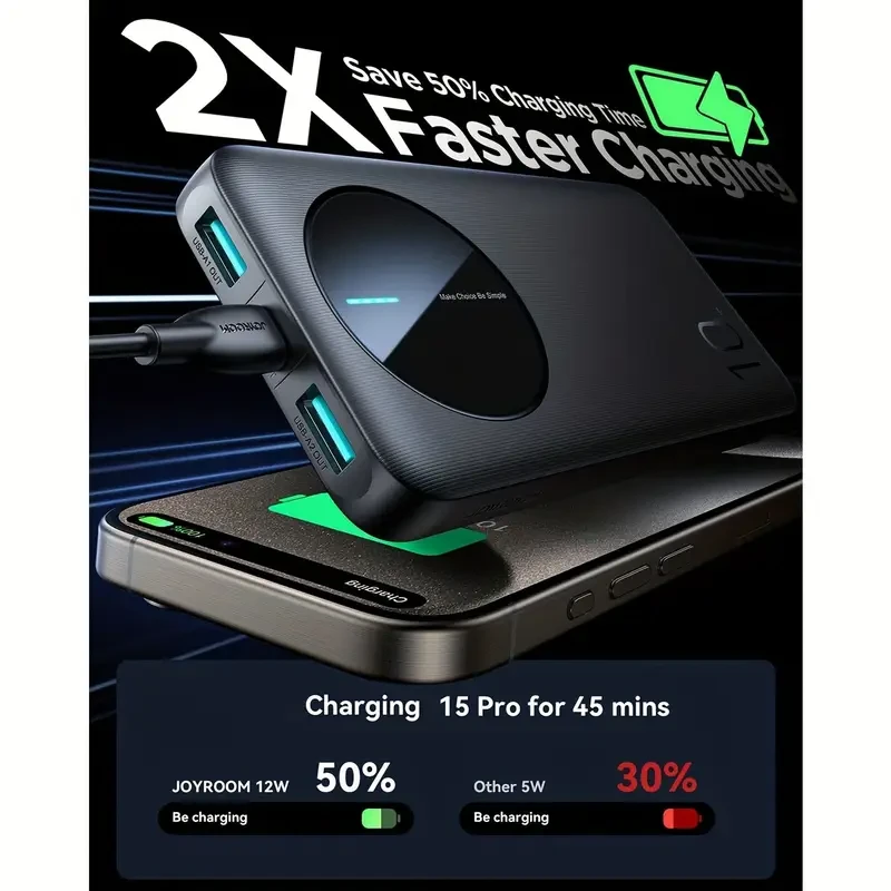 10000mAh Portable Charger for Mobile Phones  Travel-Ready Power Bank with Fast Charging & Multiple Ports