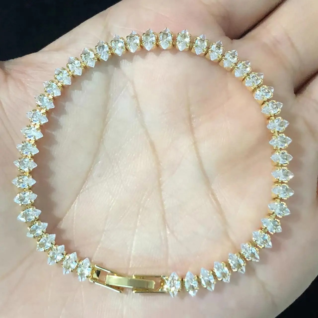 Luxury Roman Crystal Geometric Chain Bracelets for Women