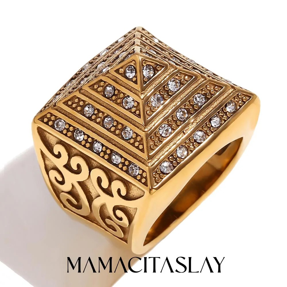 MamacitaSlay New In Vintage Four Story Pyramid Vine Waterproof Men Ring