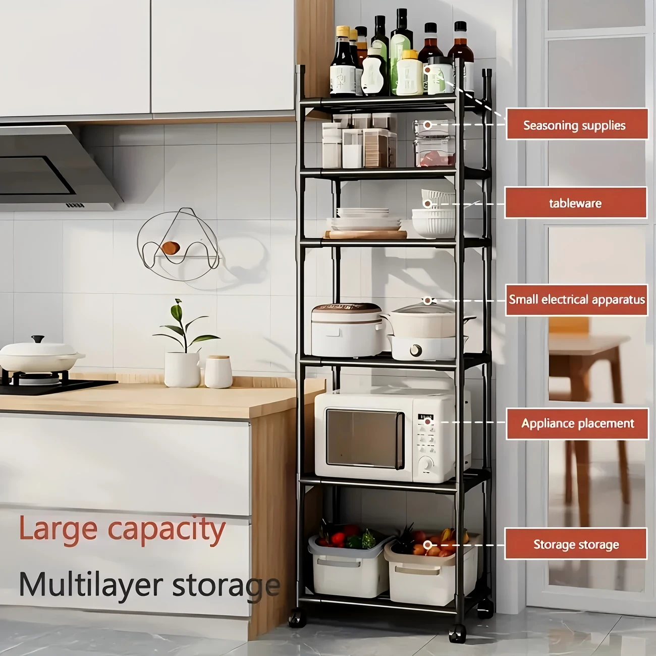6-Tier Rolling Storage Shelf with Wheels