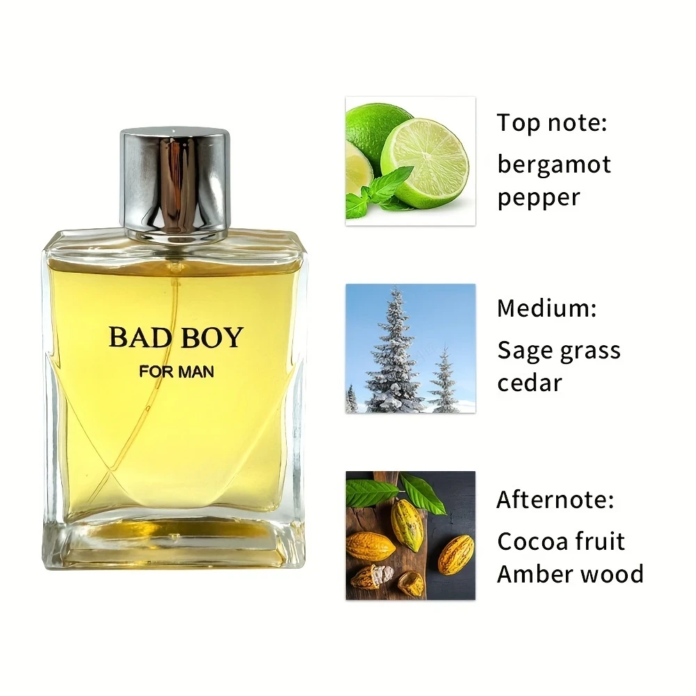 BAD BOY FOR MAN Eau De Parfum: Refreshing Citrus and Spicy Woody Scent for Men