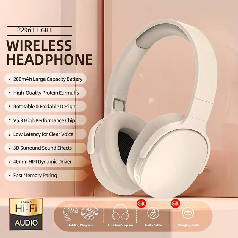 New Wireless Headset Headphone Stereo Noise Cancelling