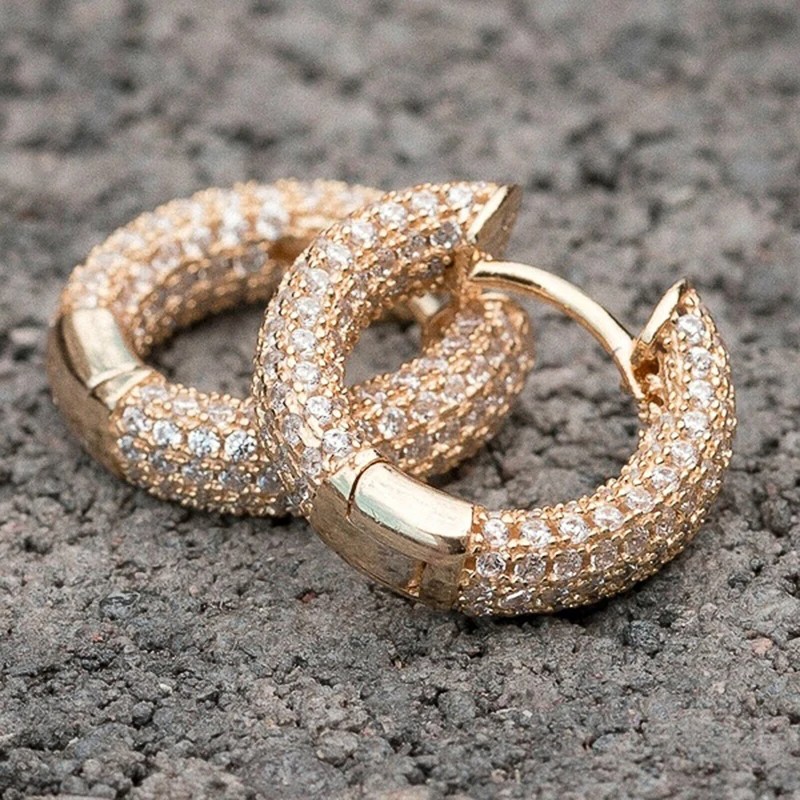 Huitan Luxury Women Small Hoop Earrings Dazzling Micro Paved CZ Stones
