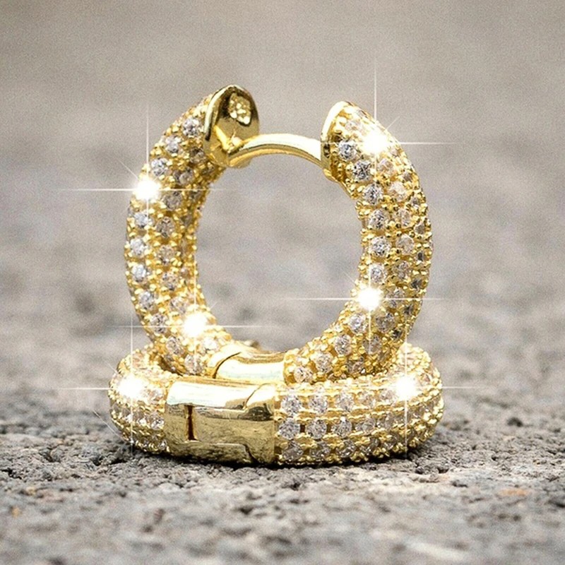 Huitan Luxury Women Small Hoop Earrings Dazzling Micro Paved CZ Stones