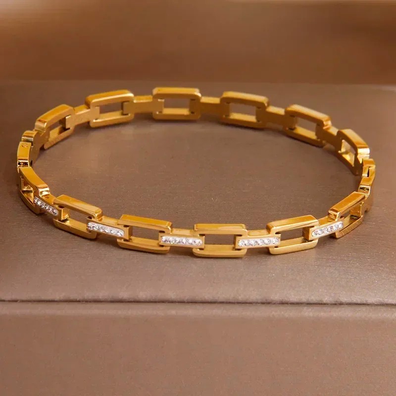 Classic Stainless Steel Hollow Geometric Charm Bracelet