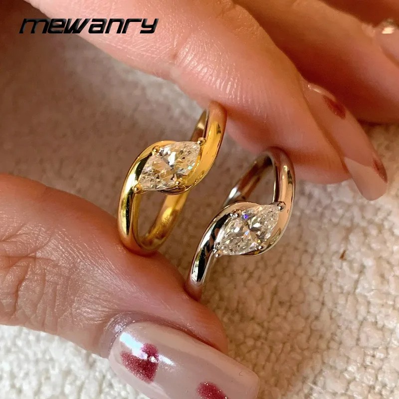 Mewanry Silver Color Zircon Rings for Women
