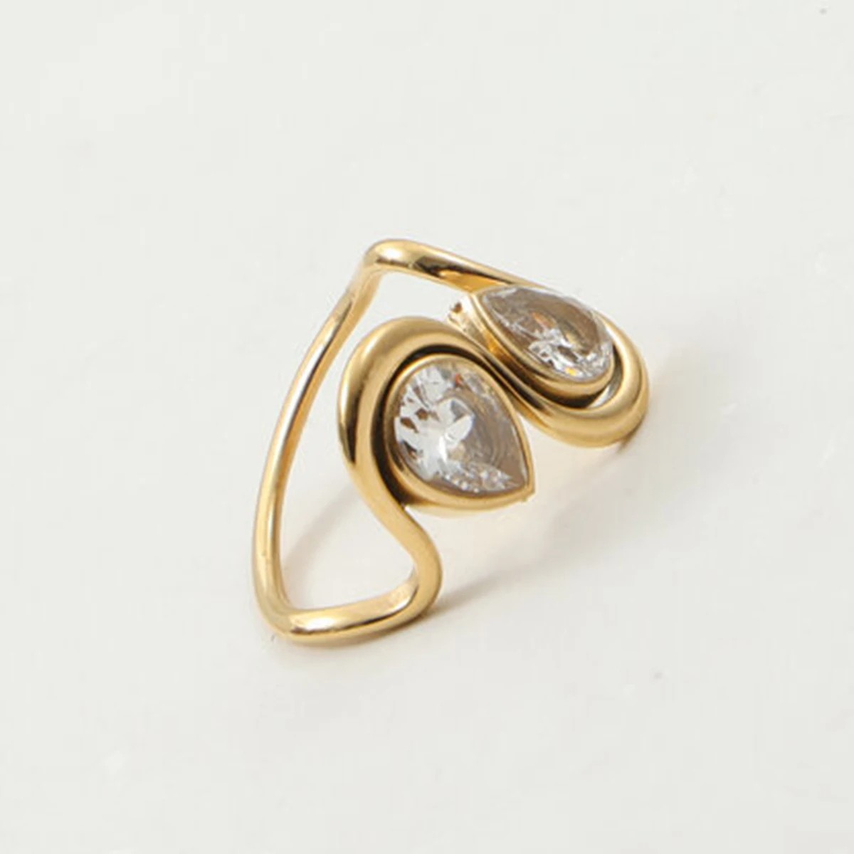 Pear with Pear CZ Stone Ring