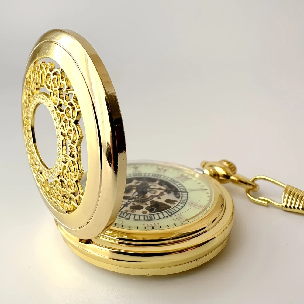 Antique Gold Pocket Watch Keychain