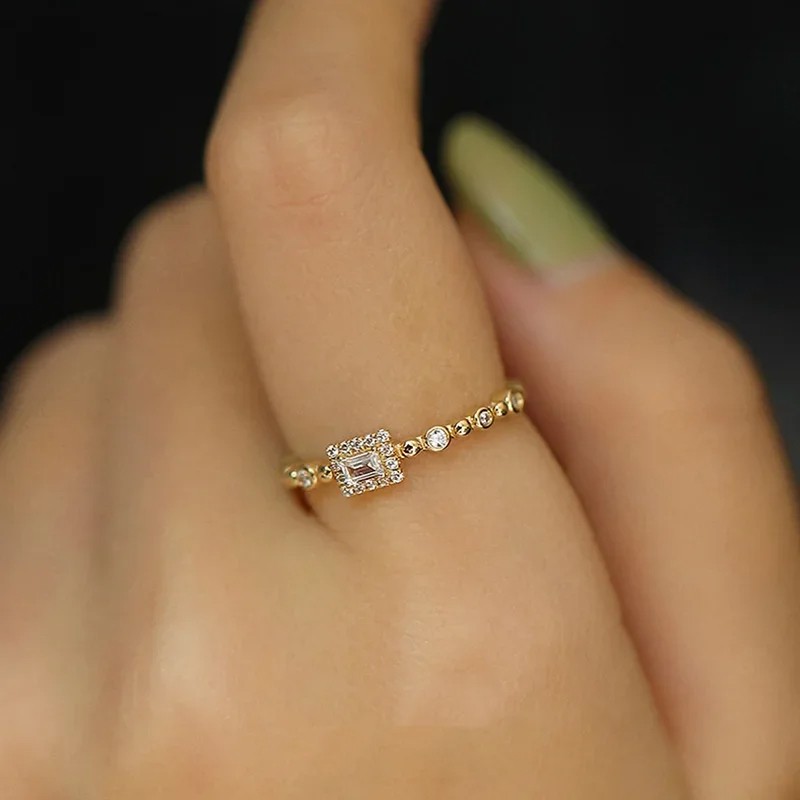Huitan Dainty Shiny Rectangle Rings for Women