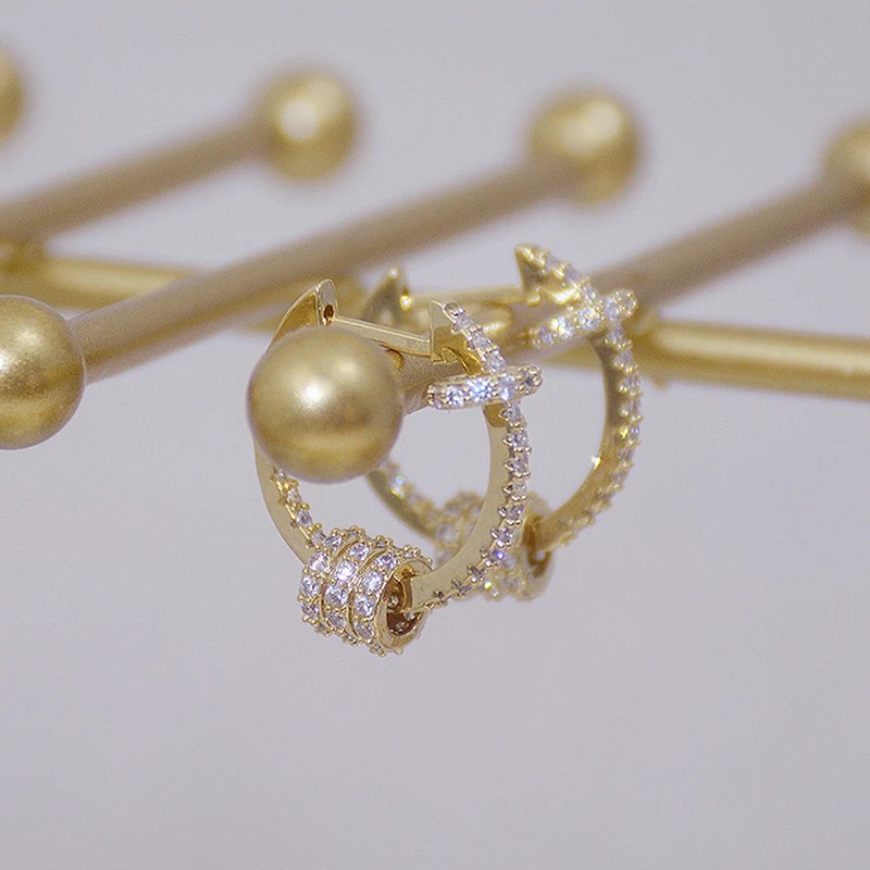 14k Plated Gold Luxury Super Shine CZ Buckle Earring