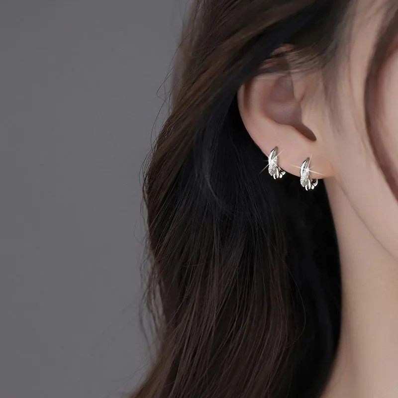 Mobius Circle Zirconia Hoop Earrings