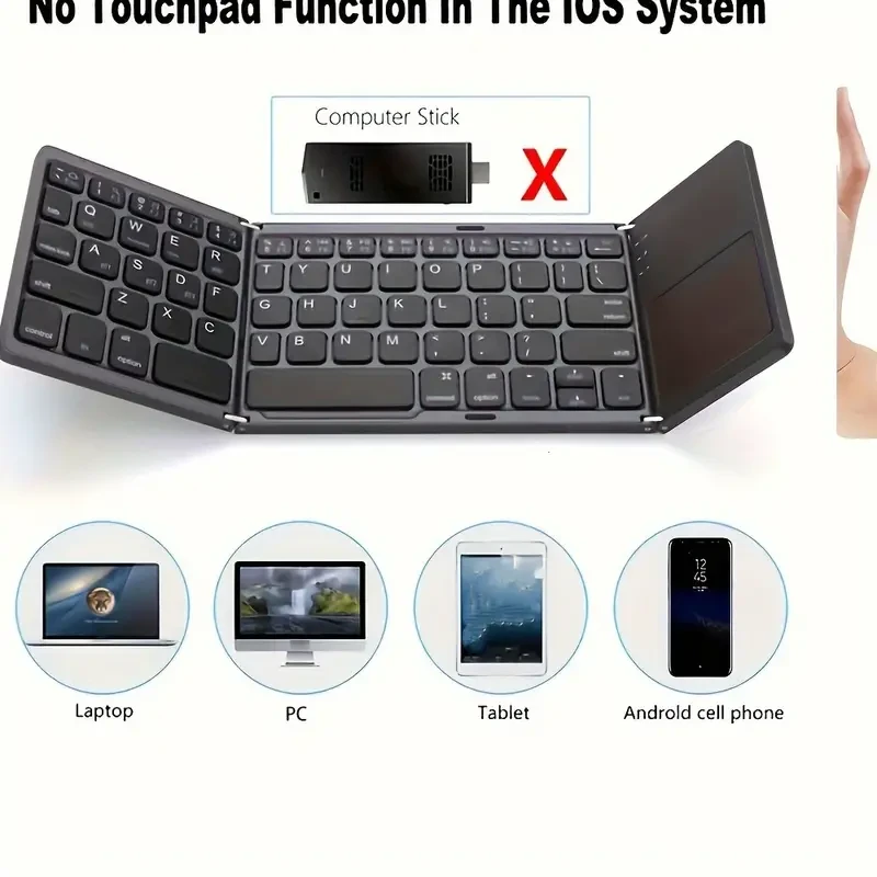 B033 Wireless Three Fold Keyboard For Computer Office Mute Ultra-thin Portable Keyboard