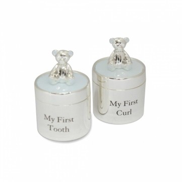 SILVER PLATE TOOTH & CURL BOX BLUE 4.8CM