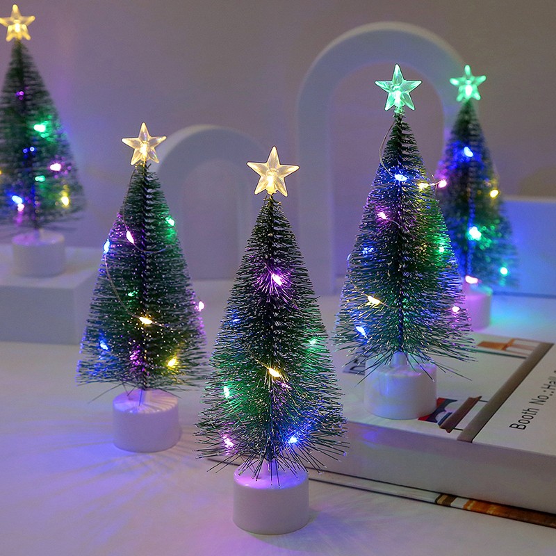 Mini Christmas Trees with LED Light - Tabletop Crafting and DIY Christmas Gift