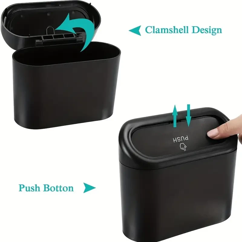 Compact Car Trash Can - Leak-Proof Mini Garbage Bin & Storage Organizer