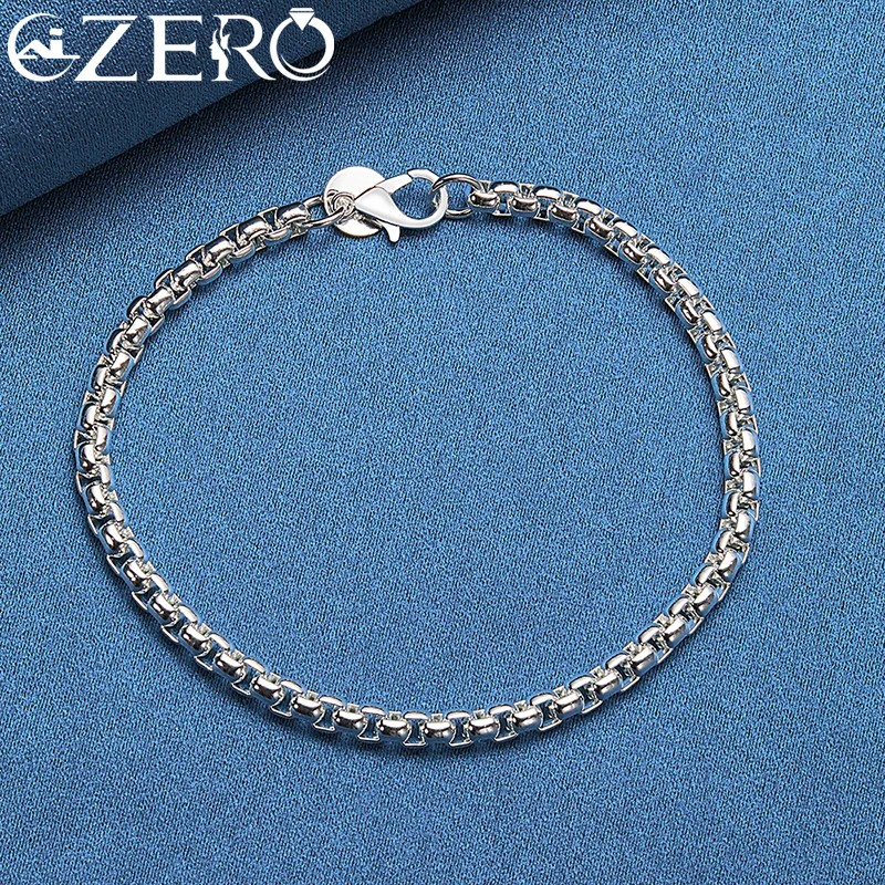 ALIZERO 18K Gold 4mm Round Box Chain Bracelet