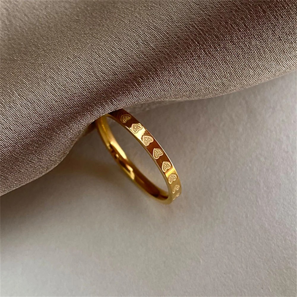 Golden Stainless Steel 2mm Heart Rings