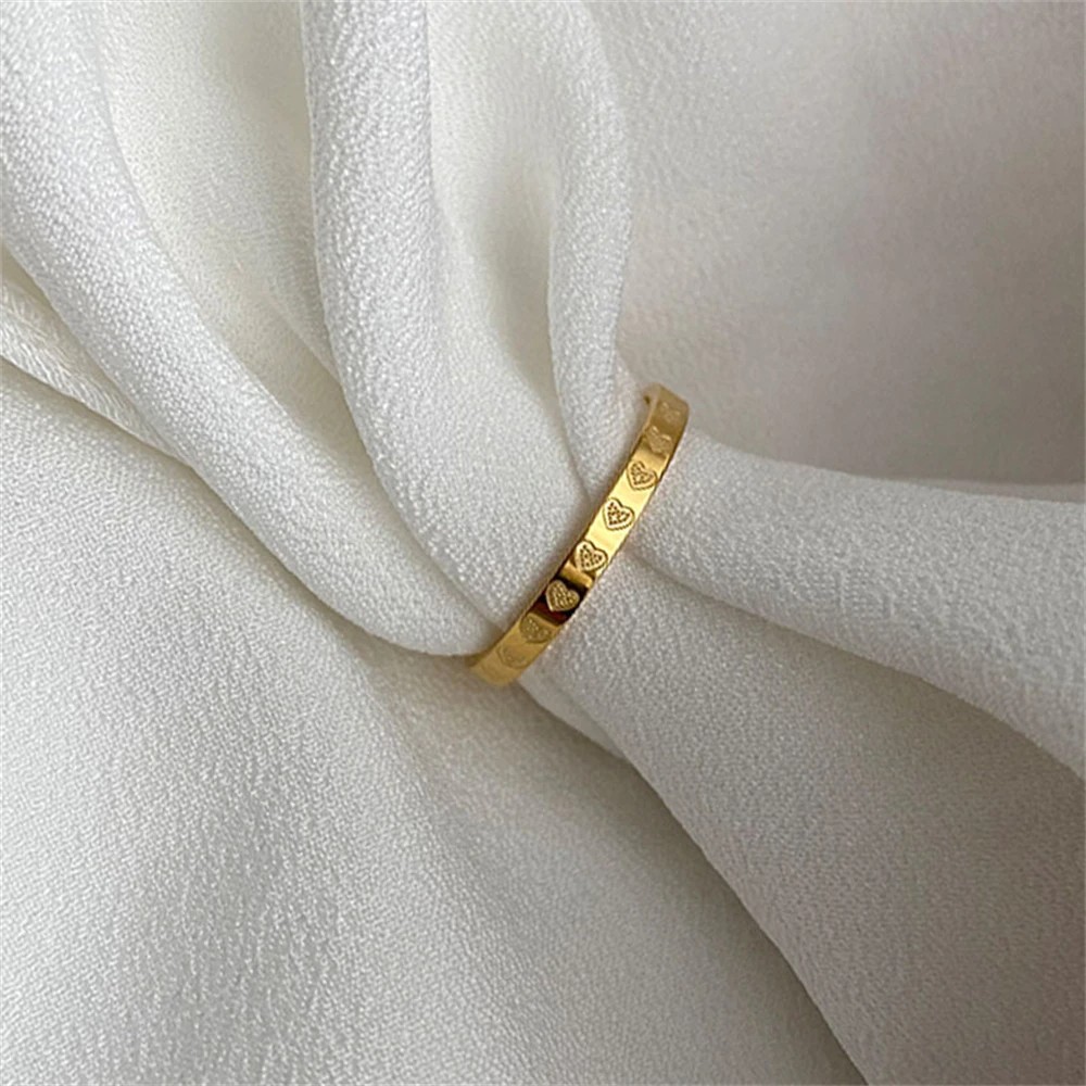 Golden Stainless Steel 2mm Heart Rings