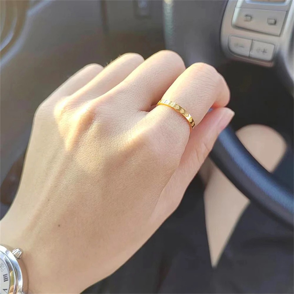 Golden Stainless Steel 2mm Heart Rings