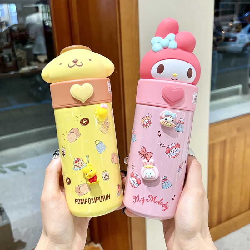 Sanrio Hello Kitty Water Cup 350ML  Kawaii My Melody Thermos Cup, Anime Cartoon Kuromi Juice Cup, Insulated Water Bottle for Kids