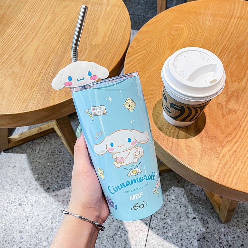 Sanrio Hello Kitty Straw Cup  Cinnamoroll, Cute Cartoon Kuromi, Heat Preservation, Cold Insulation, Stainless Steel Water Cup, Perfect Gifts